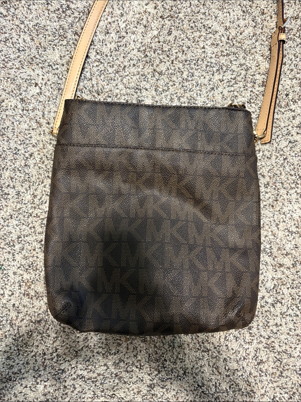 Michael Kors Brown Logo Shoulder Bag with Tan Strap and Gold Hardware - Picture 2 of 6